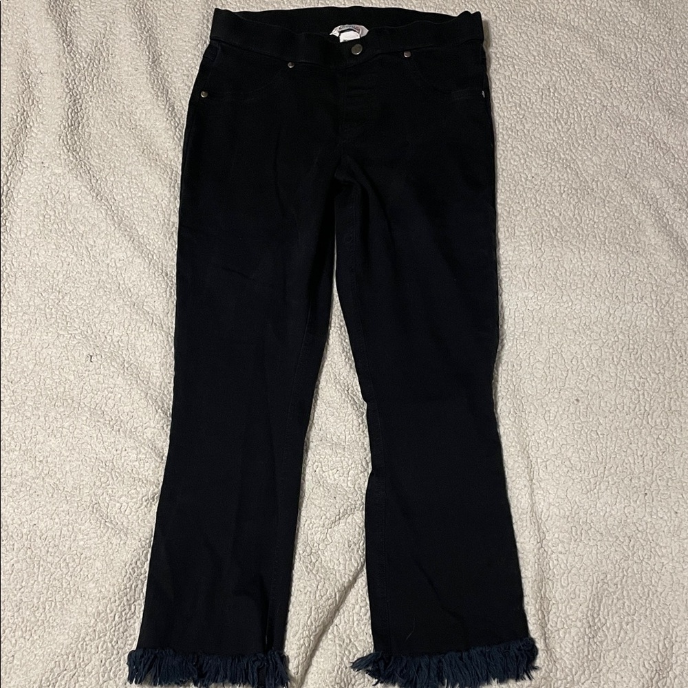 Chic Black Frayed Hem Women's Flare Jeans